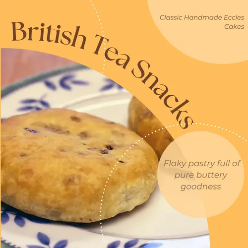 Vista 5 de Real Lancashire Eccles Cakes Tradicionalmente hecho a mano con mantequilla pura y grosellas secas Snacks británicos Deliciosos pasteles