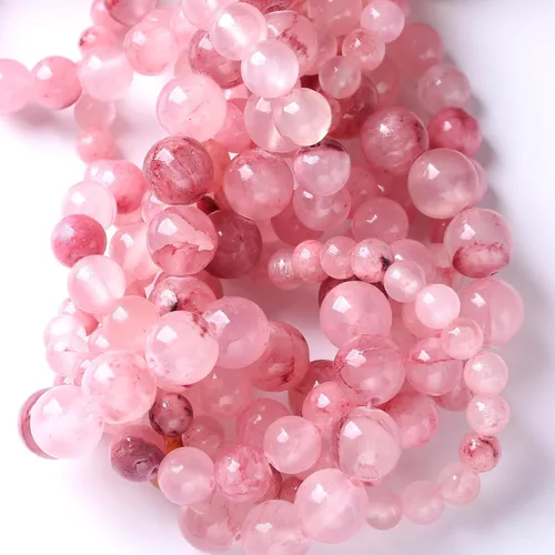 Vista 8 de 36 piezas de cuentas sueltas de espacio de jade de epidoto verde y rojo natural de 10 mm, cuentas redondas para hacer joyas DIY, collares, pulseras
