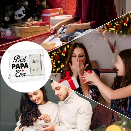 Vista 7 de Oqtumes Marco de fotos de regalo para papá, regalo para el abuelo de nietos, regalos para abuelo, marco rústico de madera con el mejor papá