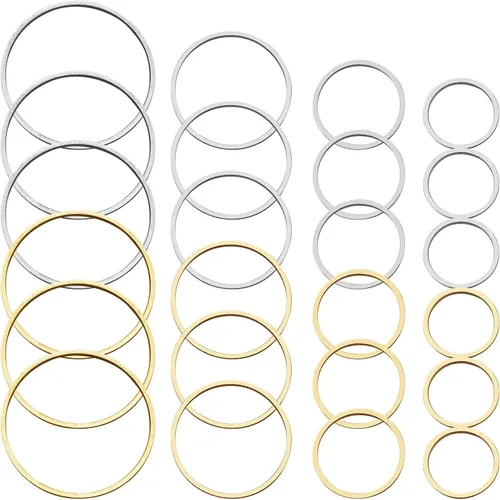 Vista 9 de 70 Uds., aretes de aro con cuentas, aretes redondos redondos, bisel abierto, marco colgante para fabricación de joyas