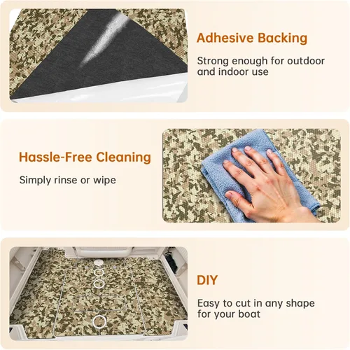 Vista 3 de Suelo de lancha de espuma EVA, cubierta de lancha, suelo marino de camuflaje para cubierta de espuma de barco, hoja autoadhesiva, impermeable