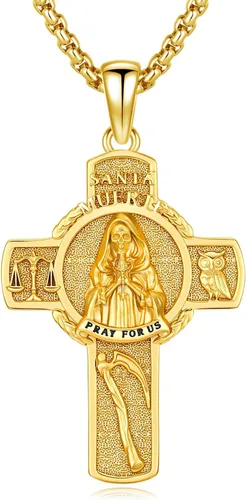 Vista 29 de 925 Sterling Silver Patron Saint Amulet Necklace for Men Women plateado