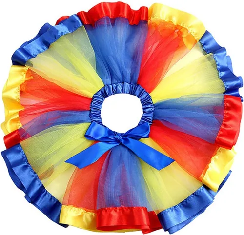 Vista 2 de YULUOSHA Falda tutú de unicornio con capa arcoíris para niñas, diadema e insignia de unicornio para fiesta de cumpleaños, Arco iris