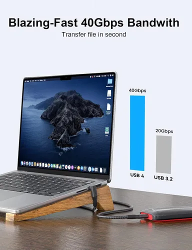 Vista 4 de XAOSUN Cable USB 4 de 240 W para cable Thunderbolt 4, cable de datos USB C de 1 pie de transferencia de 40 Gbps, pantalla 8K 4K, compatible con ROG