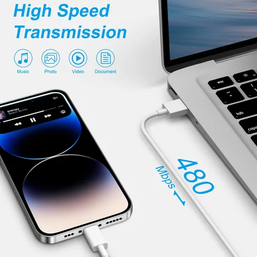 Vista 5 de Cargador para iPhone – Paquete de 3 Adaptadores de Cubo Bloque Cargador de Pared USB con Cable de Carga Rápida USB de 6 ft Compatible con iPhone 14