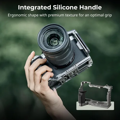 Vista 3 de Kit de Jaula de Cámara de Liberación Rápida SmallRig HawkLock para Sony A7C II/ A7CR con Empuñadura de Silicona Integrada, Jaula Completa de Acceso