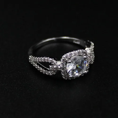 Vista 4 de Anillo de moda para mujer, anillos de boda, bonitos anillos de lujo para mujer, circonita cúbica, anillo cuadrado con incrustaciones de dedo