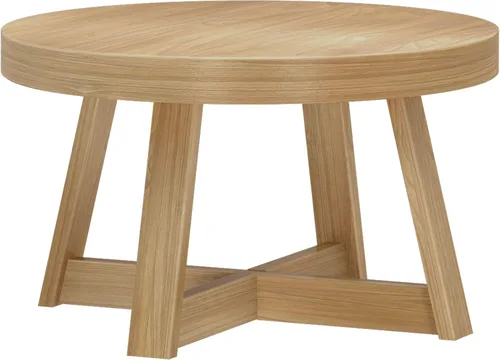 Vista 4 de Plank+Beam Mesa de Café Clásica Redonda, Mesa de Café de Granja de 30 Pulgadas, Mesas de Centro Mini Rústicas para Espacios Pequeños, Mesa de Té