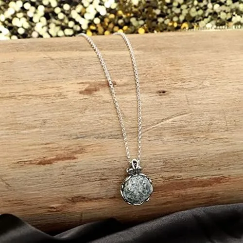 Vista 6 de Paz Creations - Colgante de pátina de cristal romano de plata de ley 925 para mujer, collar orgánico natural hecho a mano, regalo de joyería hecha a