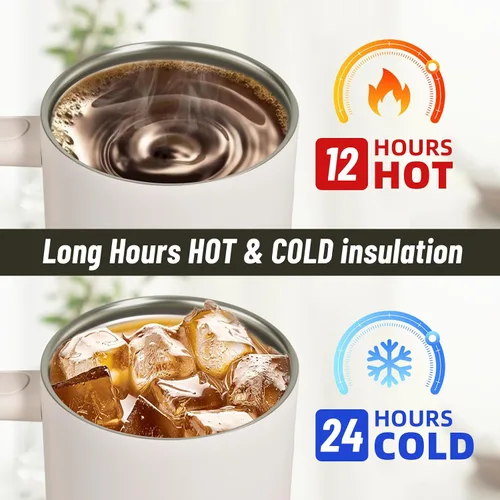 Vista 3 de Botella de agua de acero inoxidable de 40 onzas con asa, popote abatible, tapa y base de goma aislada - Tazón con aislamiento al vacío a prueba
