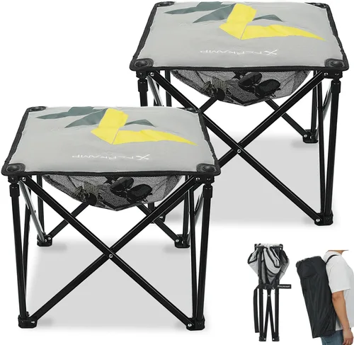 Vista 9 de Taburete acolchado para campamento, reposapiés de gran tamaño de 18 pulgadas, silla de campamento plegable para exteriores, silla otomana portátil