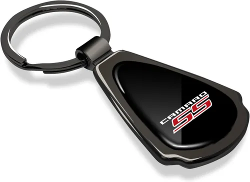 Vista 2 de iPick Image for Chevrolet Camaro SS Black Dome Metal Teardrop Key Chain