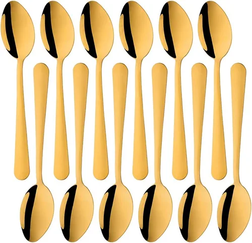 Vista 15 de Juego de 12 cucharas de café, mini cucharas de café, cucharas de café expreso de acero inoxidable, cucharas pequeñas para postre, té, aperitivo, 4.5