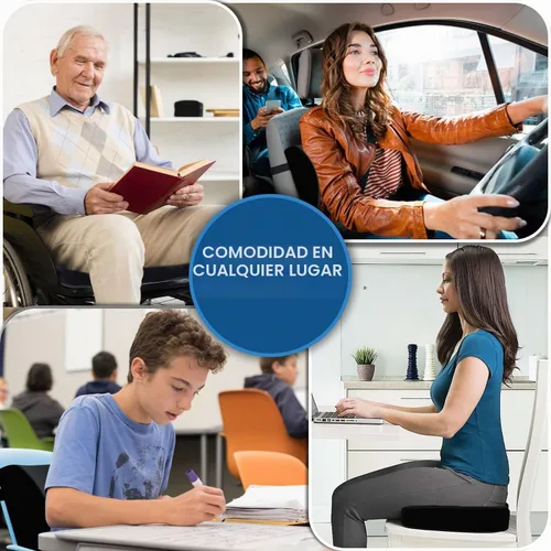 Vista 8 de QUTOOL Cojín ortopédico de asiento y almohada de apoyo lumbar para silla de oficina y coche, en espuma viscoelástica con funda lavable, cojín