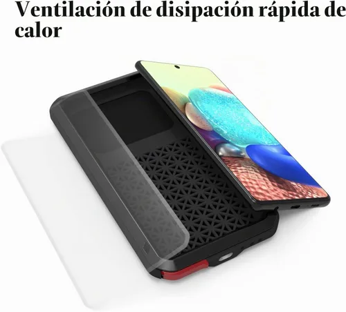Vista 6 de LOVE MEI Funda para Samsung Galaxy A71 5G con protector de pantalla de vidrio templado, a prueba de golpes, a prueba de arañazos, híbrida de metal