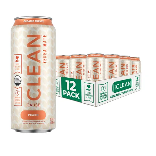 Vista 6 de CLEAN Cause - Té de yerba mate de arándanos no carbonatado, alternativa a bebida energética orgánica del USDA, baja en azúcar, 160 mg de cafeína