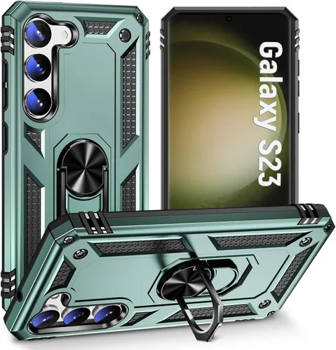 Vista 8 de Funda protectora diseñada para Galaxy S23 con soporte, a prueba de caídas militares, a prueba de golpes, a prueba de polvo, para Samsung S23, rosa