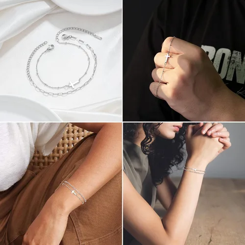 Vista 5 de Tarsus Pulsera de cruz para mujeres y hombres, regalos religiosos para mujeres y hombres, regalos cristianos para mujeres, amigos, familia