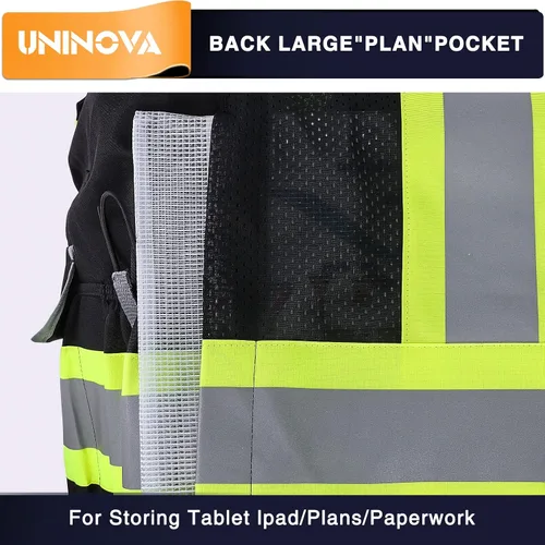 Vista 5 de Surveyor Safety Vest, Reflective High Visibility Vests for Men Class 2 Heavy Duty Work Vests with Pockets and Zipper