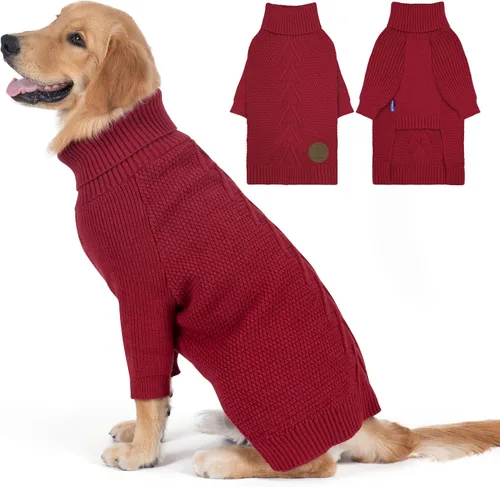 Vista 11 de cyeollo Suéter para perro pequeño, suéteres cálidos de cuello alto para perros pequeños, sudadera tejida para perrito con mangas, suéter de otoño e