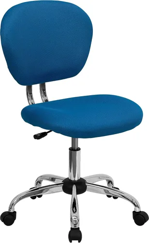 Vista 15 de Silla de trabajo de malla con respaldar medio Flash Furniture con brazos y base, Metal, Marrón café