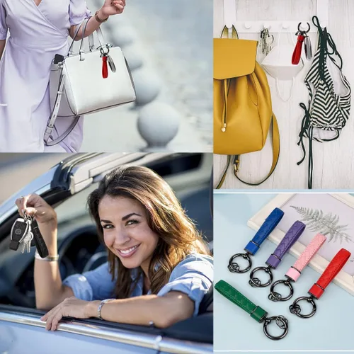 Vista 8 de Llavero del coche de cuero genuino,Accesorios universales de la cadena del metal de servicio pesado,Llavero del llavero del coche