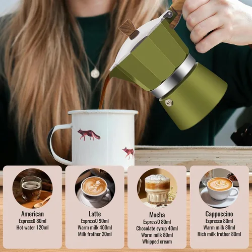 Vista 54 de Cafetera clásica de aluminio para 3 tazas Azul