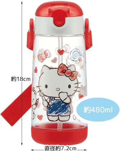Vista 7 de Skater PDSH5 Sanrio Hello Kitty - Botella de agua para niños con popote, botella transparente, 16.2 fl oz (16.2 fl oz), silicona, niñas