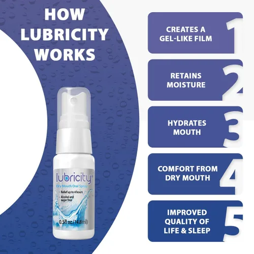 Vista 4 de Spray oral Lubricity para el alivio sintomático de la boca seca, sin sabor - 0.5 onzas, tamaño de viaje