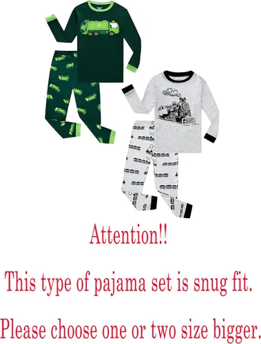 Vista 2 de Family Feeling - Conjunto de 2 piezas de pijama de Navidad a rayas para niños y niñas, 100 % algodón