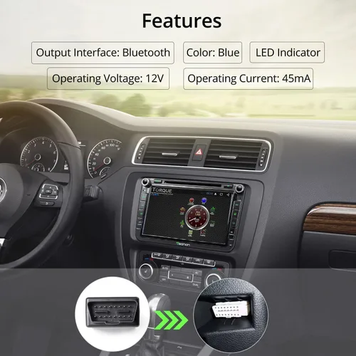 Vista 7 de Eonon V0056 OBD2 OBDII, Escáner de diagnóstico, Adaptador de herramienta de escaneo Bluetooth Solo para estéreo de coche Android Eonon