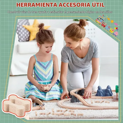 Vista 4 de Hanaive 20 conectores de madera para pista de hueso de perro para Color madera
