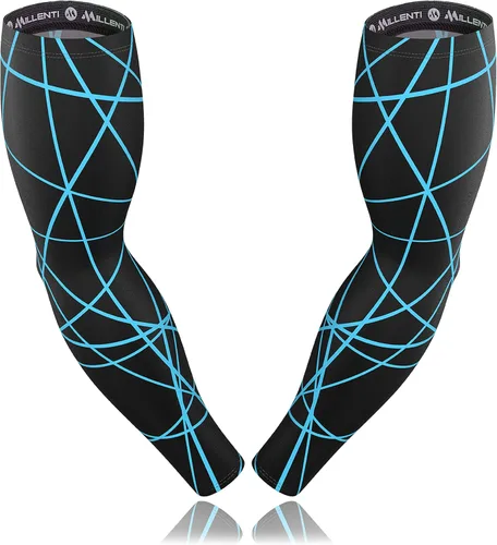 Vista 19 de Millenti Manga de compresión de brazo de enfriamiento – Mangas de recuperación deportiva de protección solar, se enfría cuando está mojado, unisex