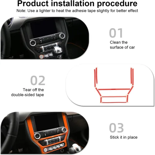 Vista 5 de CheroCar para Ford Mustang - Cubierta de Marco de Pantalla de Navegación para Consola Central, Decoración Interior Compatible con Ford Mustang