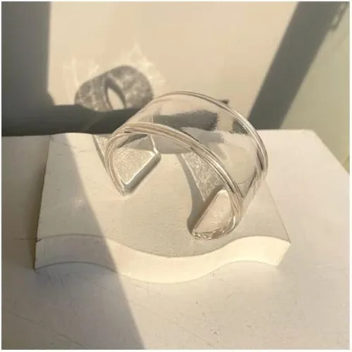 Vista 2 de Pulsera ligera y colorida de resina acrílica, transparente, gruesa, delgada, de cara ancha, resina acrílica, para mujeres y niñas, joyería de moda