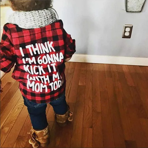Vista 3 de Camisa de manga larga para bebé y niña a cuadros para niños primavera invierno