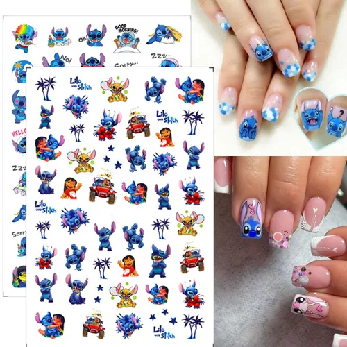 Vista 5 de 6 hojas de calcomanías de arte de uñas, calcomanías 3D autoadhesivas Kawaii, calcomanías de uñas para suministros de arte de uñas, calcomanías