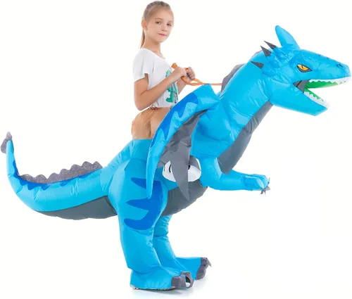 Vista 2 de HSCTEK Disfraz inflable de dragón para niños y niñas