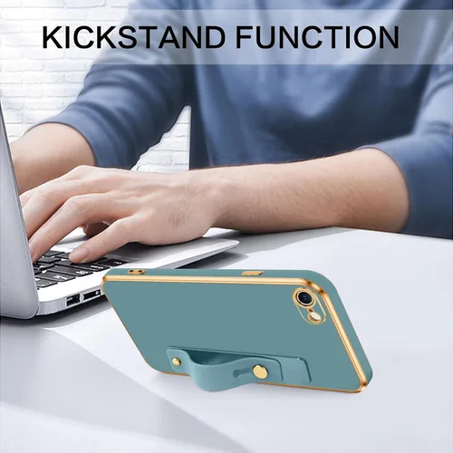 Vista 6 de VENINGO Funda para iPhone SE, iPhone 7/8, TPU suave y delgada con pulsera ajustable, resistente a los arañazos y a prueba de golpes, funda