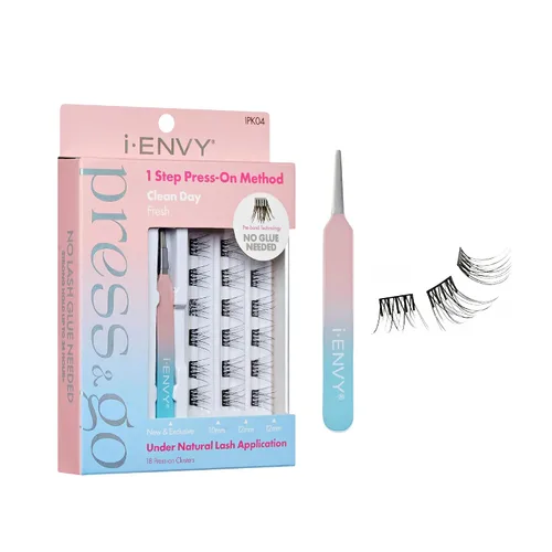 Vista 8 de i-ENVY Press&Go - Kit de pestañas autoadhesivas y aplicador, racimos de pestañas postizas sin pegamento, pestañas postizas de fácil aplicación, Glam