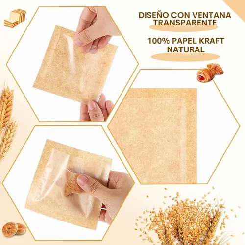 Vista 3 de Outus 100 bolsas de empaque para galletas con sello, bolsas de panadería de 3 x 3 pulgadas con ventana, papel resistente a la grasa termosellable