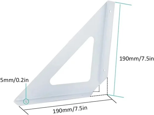 Vista 2 de Soporte de estante triangular de hierro de pared, soporte de estante de esquina industrial, soportes de soporte de pared de ángulo de 90 grados