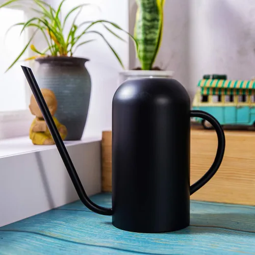Vista 9 de Regadera de metal con boquilla larga de 40 oz/1.3 L, regadera de acero inoxidable para plantas de interior y exterior, negro mate