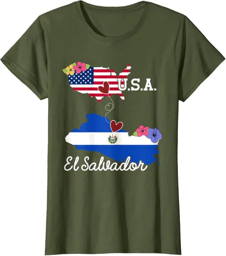 Vista 20 de Camiseta con la bandera salvadoreña de El Salvador de Estados Unidos para mujeres y hombres