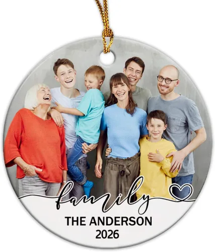 Vista 21 de Adorno de Navidad con foto personalizada 2025 para la familia, aniversario como el señor y la señora abuelos, carga cualquier imagen, cualquier foto