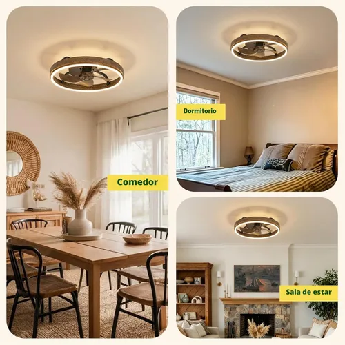 Vista 2 de Ventilador de techo de 20 pulgadas de perfil bajo con LED regulable