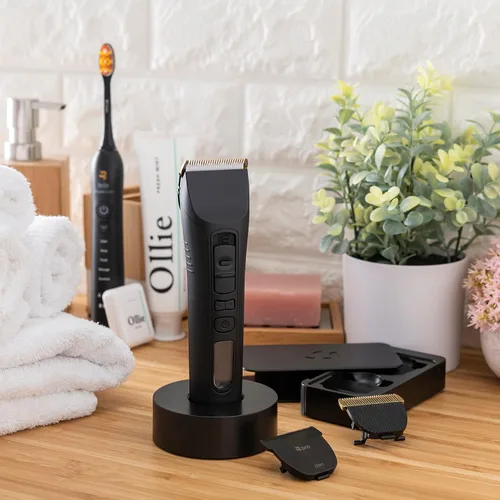 Vista 8 de Brio Beardscape V1 Recortador de barba para hombre profesional con cuchilla de cerámica de baja fricción, recortador de pelo inalámbrico profesional