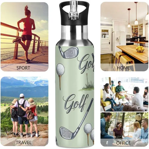 Vista 5 de BPA-Free Sport Water Bottle 32 Oz, Stainless Steel Water Bottle for Gym Outdoor Travel School, Golf Clubs