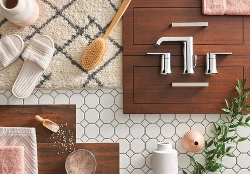 Vista 7 de Moen T6708BL Genta - Grifo de dos mandos para baño moderno.