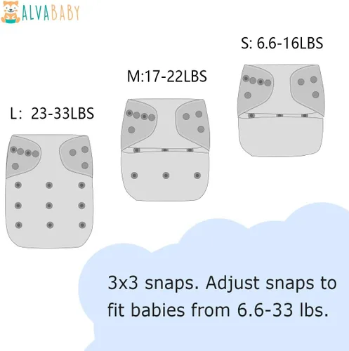 Vista 6 de ALVA BABY - 6 fundas para pañales de tela y 1 bolsa húmeda y seca, lavable y reutilizable para pañales preplegado con bolsa multifuncional 02 Boy